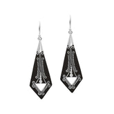 AE-1181-SH.B Sterling Silver Fancy Shape Earring With Black Shell Jewelry Bali Designs Inc